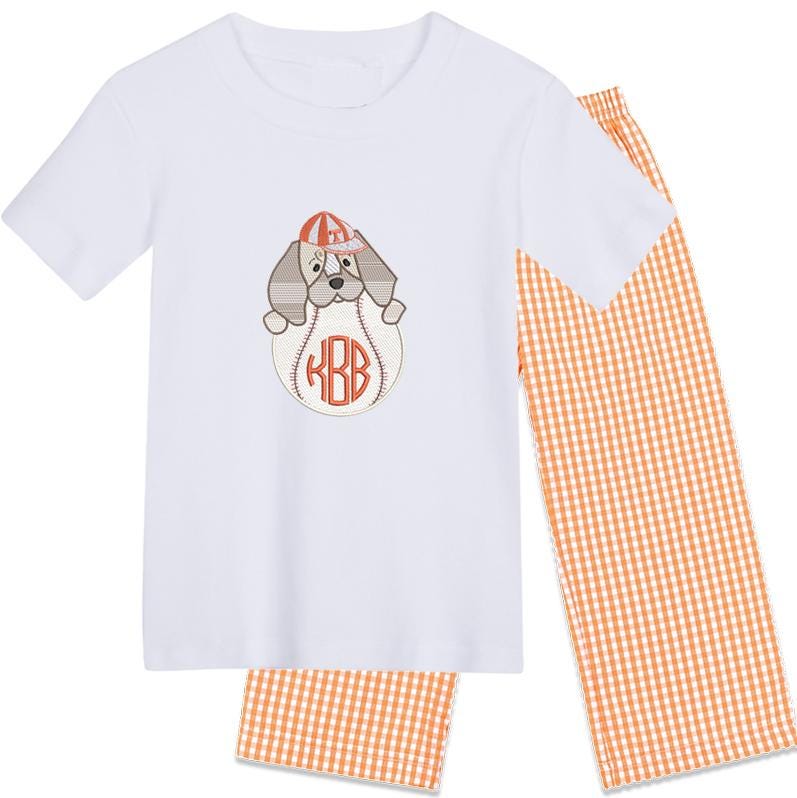 Tennessee baseball boys' short sleeve outfit with gingham pants