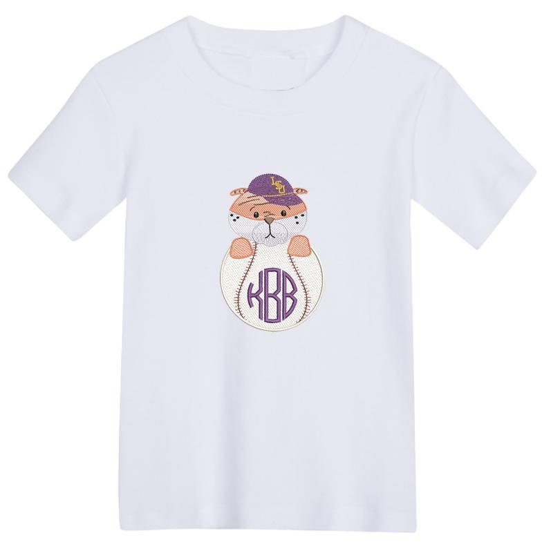 LSU baseball boys' short sleeve outfit with gingham pants