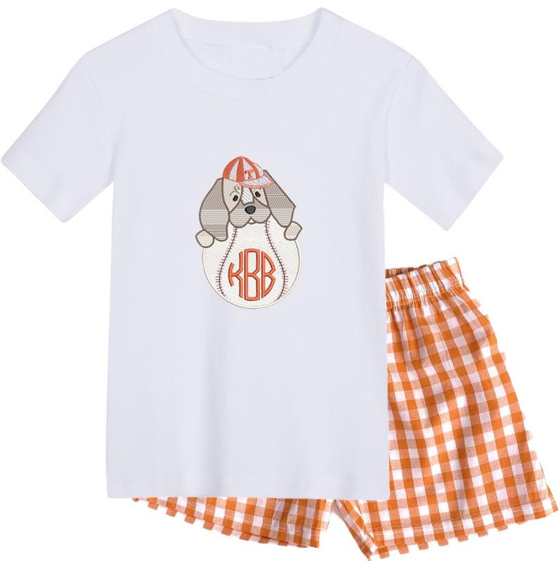Tennessee baseball boys' short sleeve outfit with gingham pants