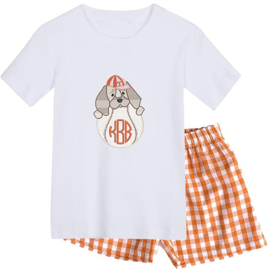 Tennessee baseball boys' short sleeve outfit with gingham pants