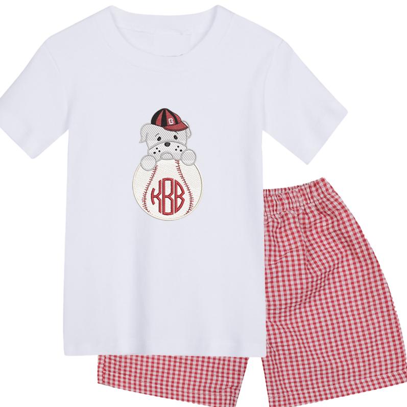 Georgia baseball boys' short sleeve outfit with gingham pants