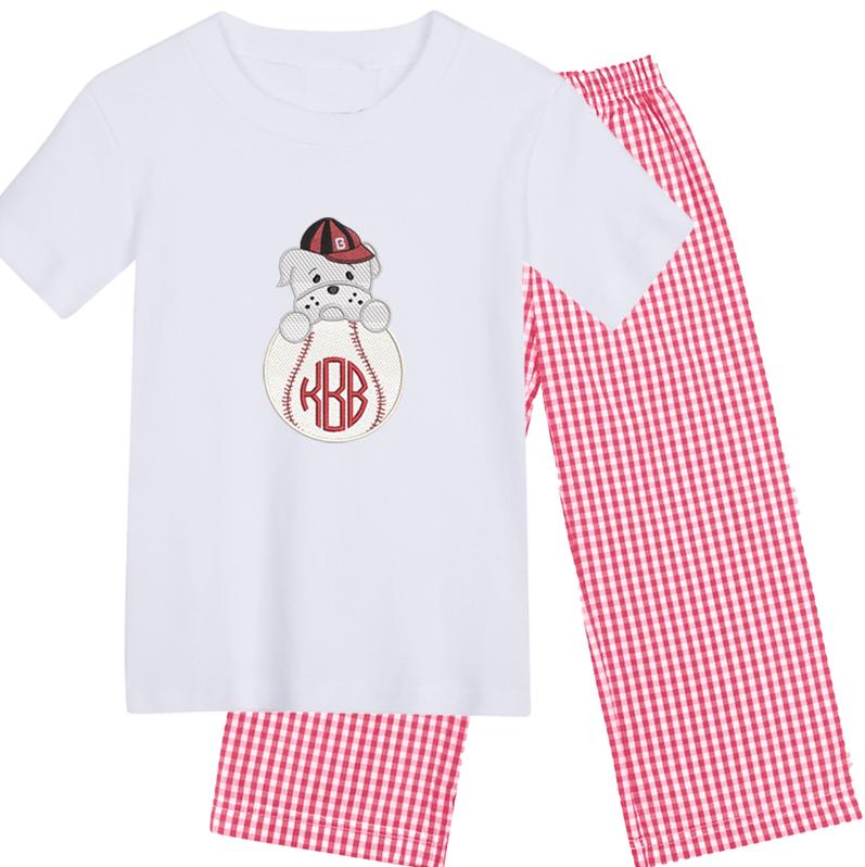 Georgia baseball boys' short sleeve outfit with gingham pants