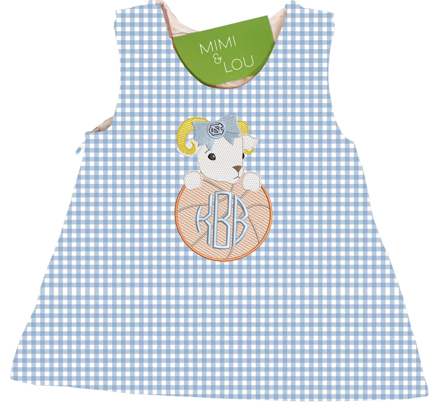 Baby Ram Basketball gingham dress