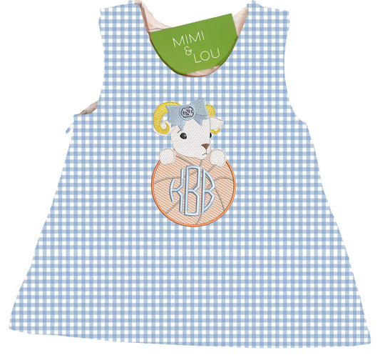 Baby Ram Basketball gingham dress