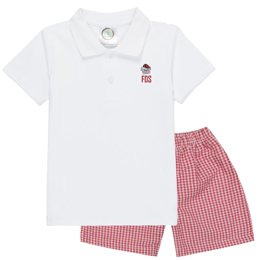 Bulldog boys' outfit golf shirt and gingham shorts baby bulldog