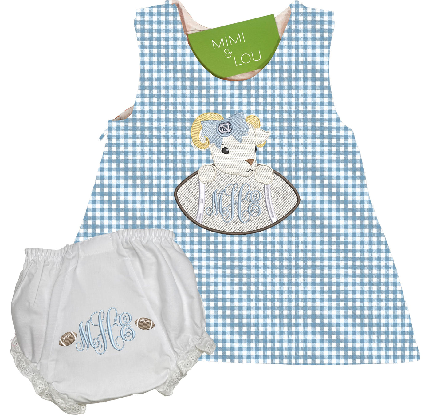 Baby Ram Football gingham dress