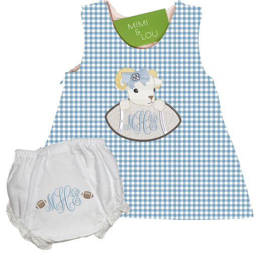 Baby Ram Football gingham dress