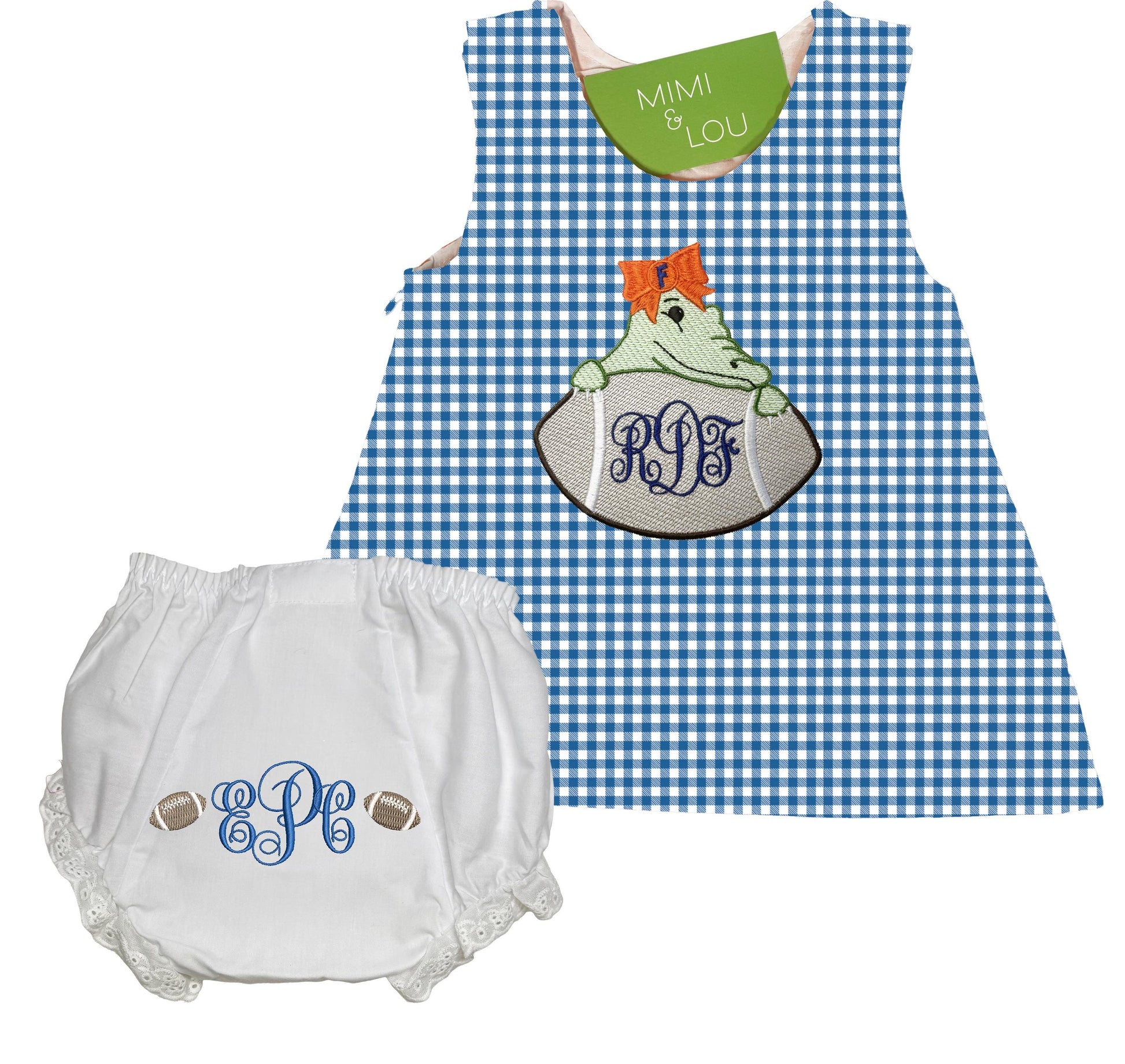 Baby Alligator Football gingham dress