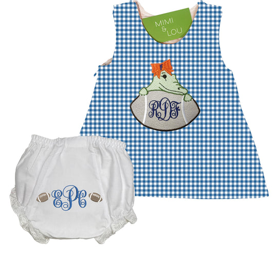 Baby Alligator Football gingham dress