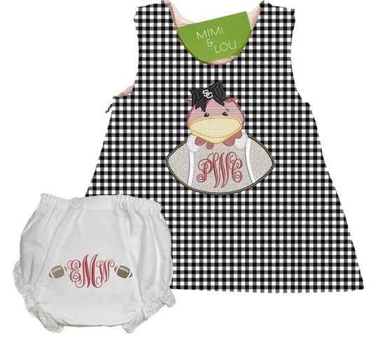 Baby Rooster Football gingham dress