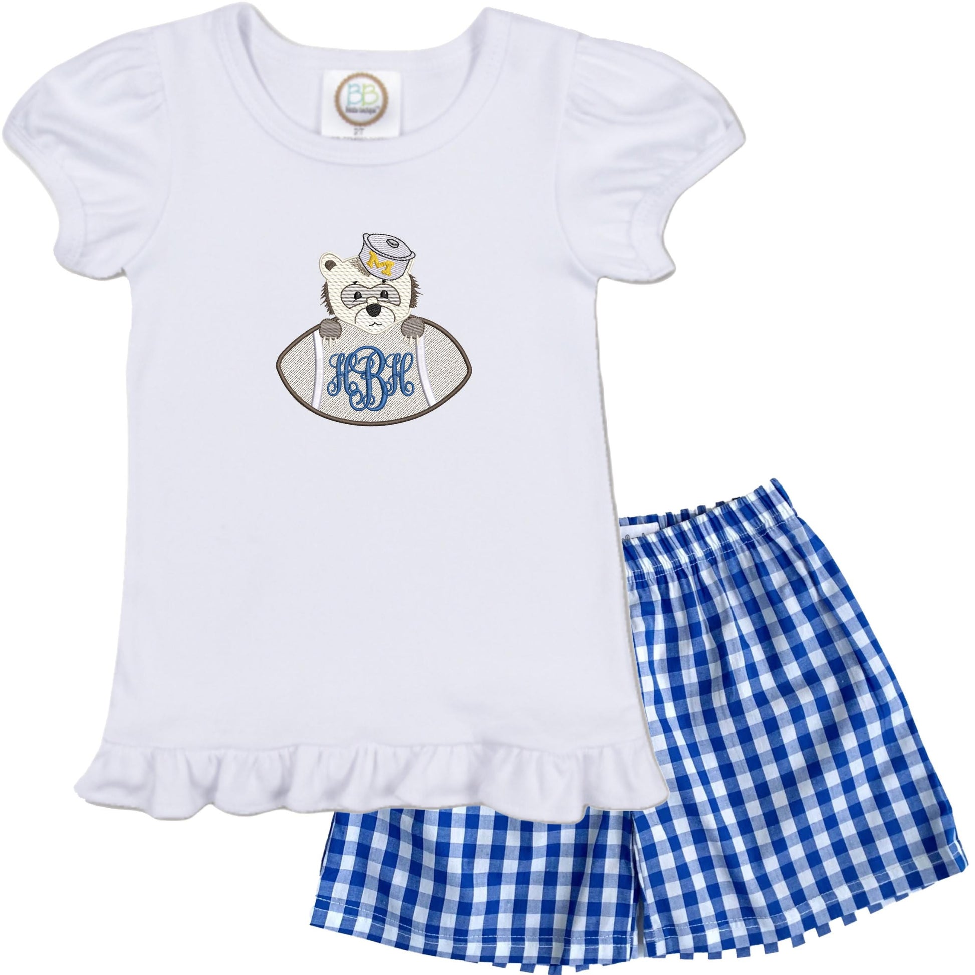 Foorball Baby girls shirt and gingham shorts