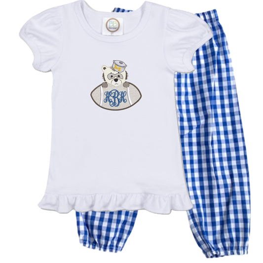 Football Baby girls shirt and gingham pants