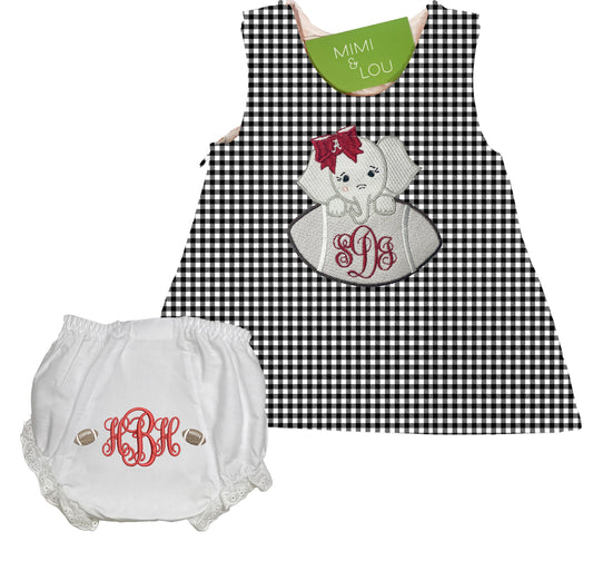 Baby Elephant Football gingham dress