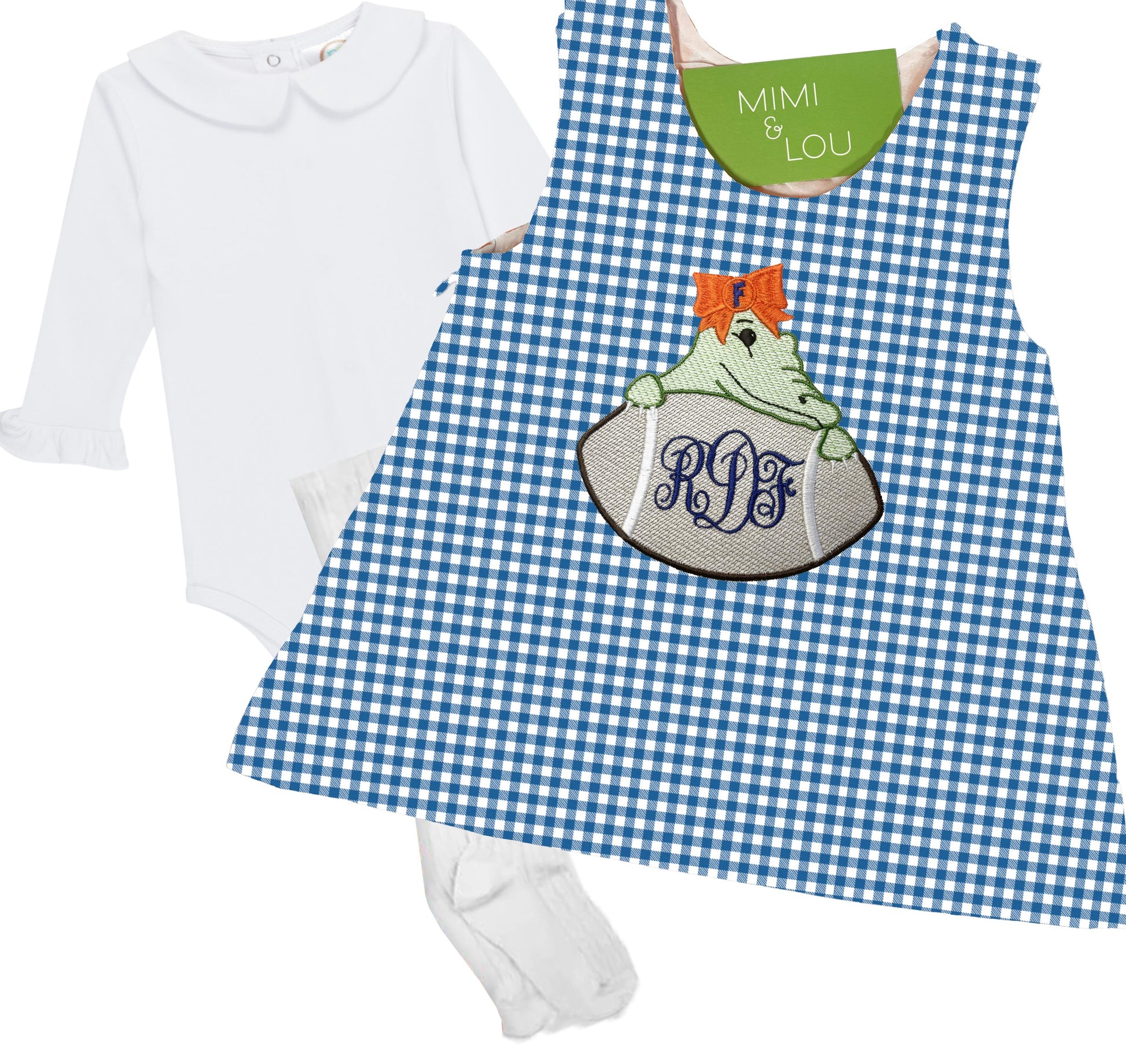 Baby Alligator Football gingham dress