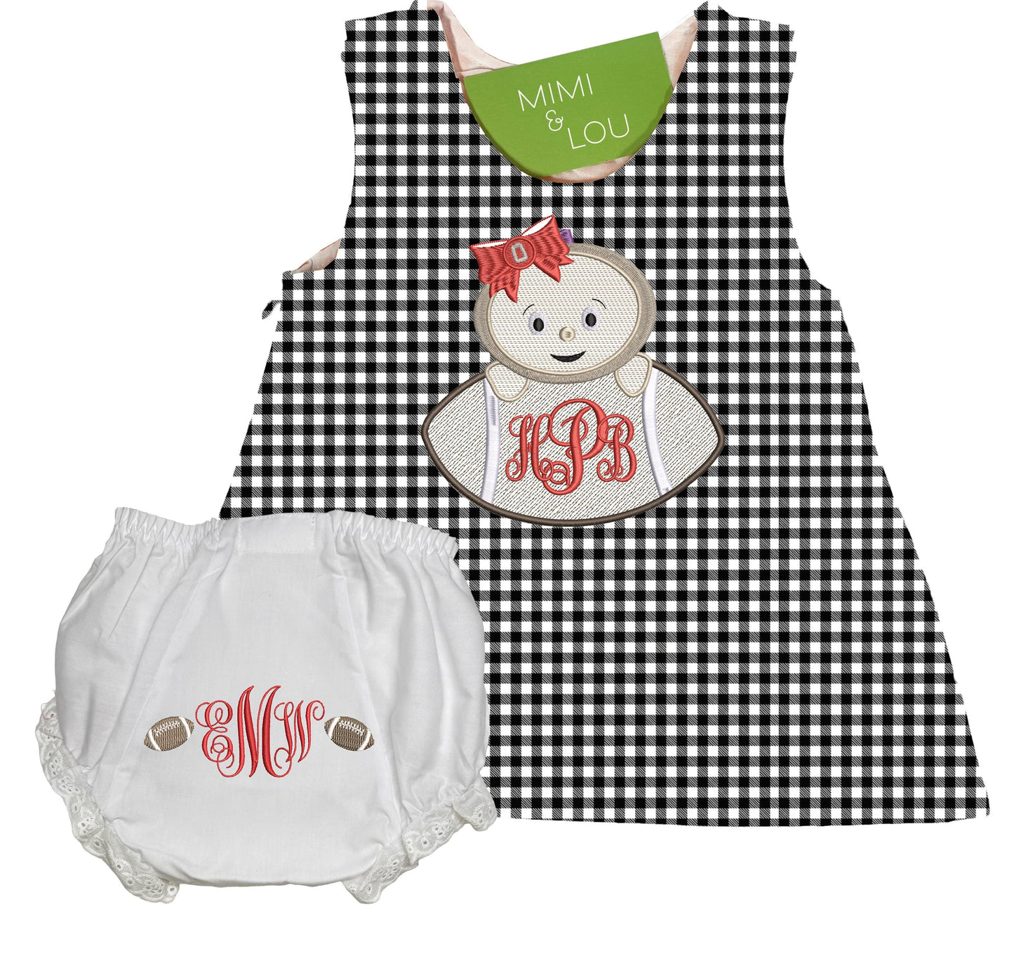 Baby Buckeye Football gingham dress