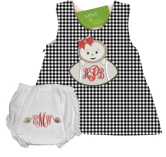 Baby Buckeye Football gingham dress
