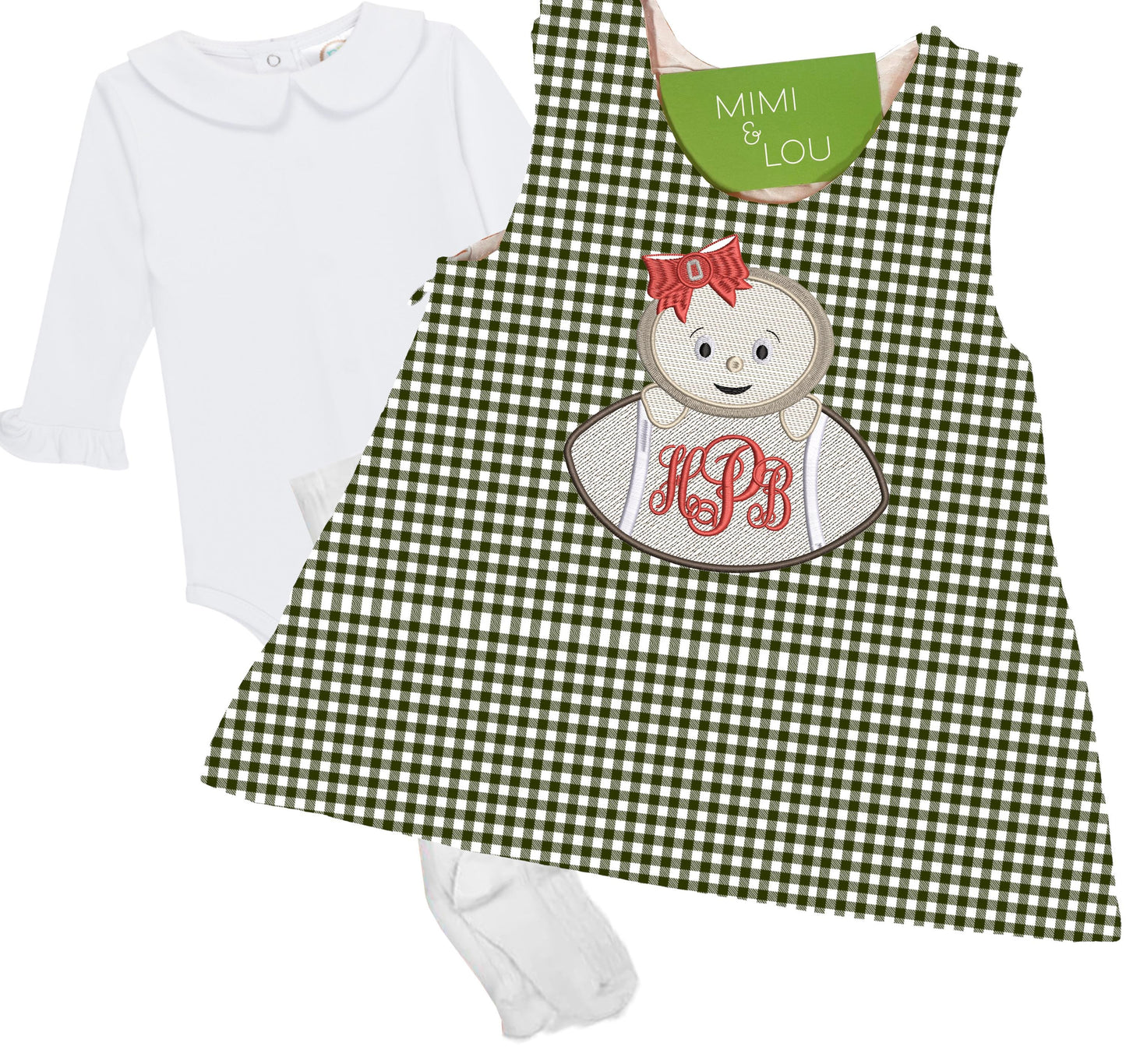 Baby Buckeye Football gingham dress