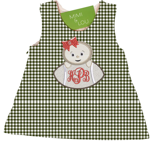 Baby Buckeye Football gingham dress