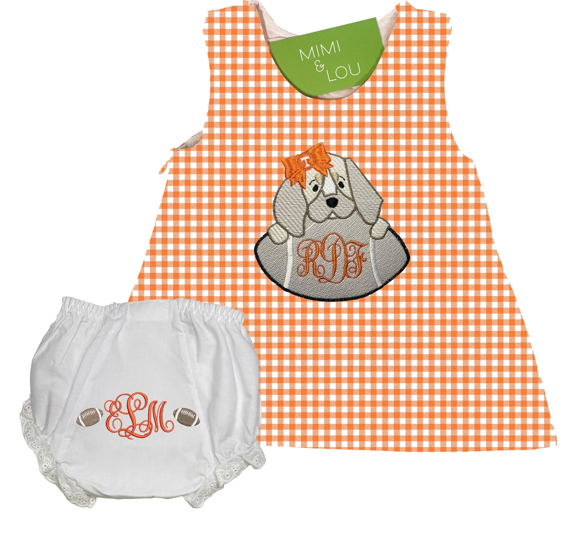 Baby Bluetick Football gingham dress