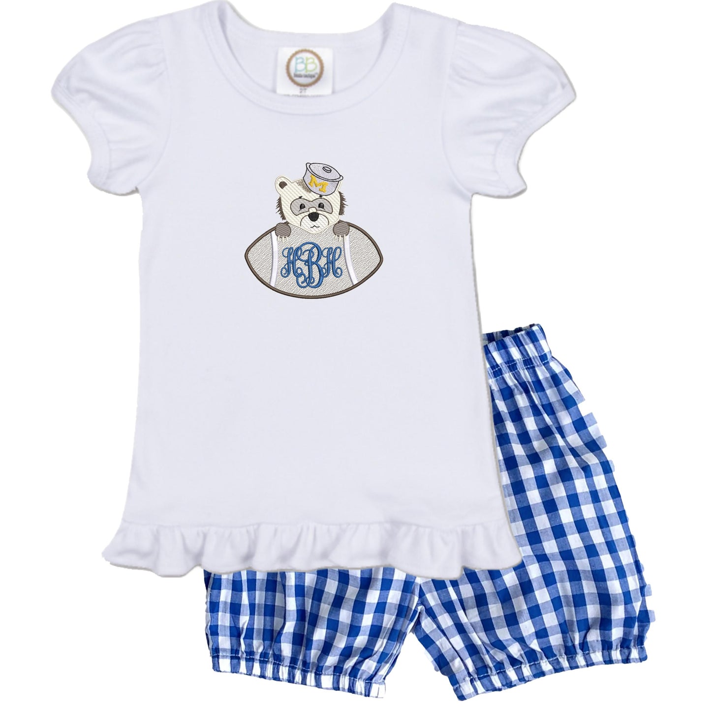 Foorball Baby girls shirt and gingham shorts
