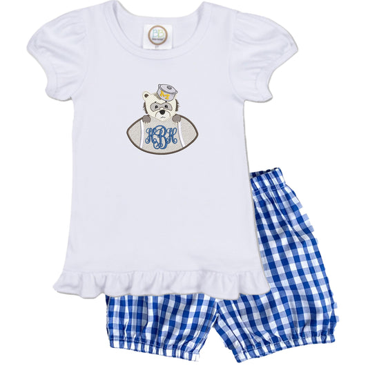 Foorball Baby girls shirt and gingham shorts