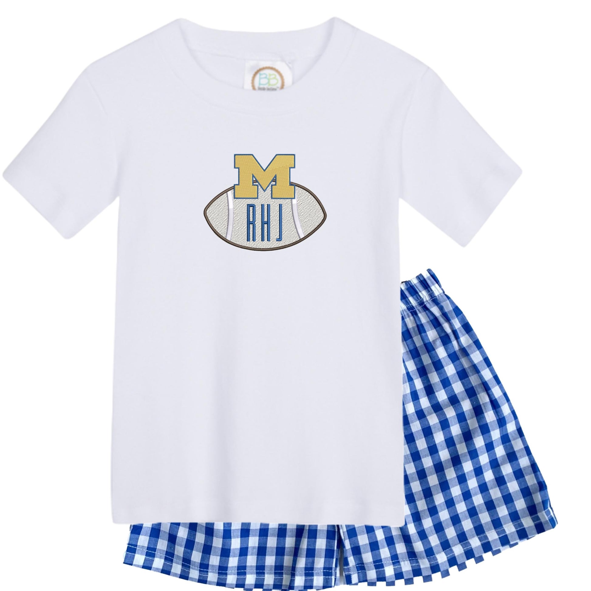 Football Baby boys shirt and gingham shorts
