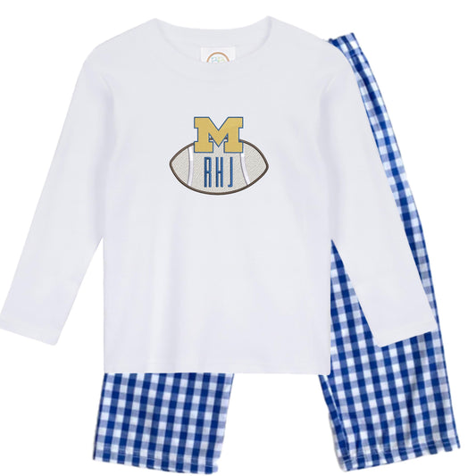 Football Baby boys shirt (long sleeve) and gingham pants