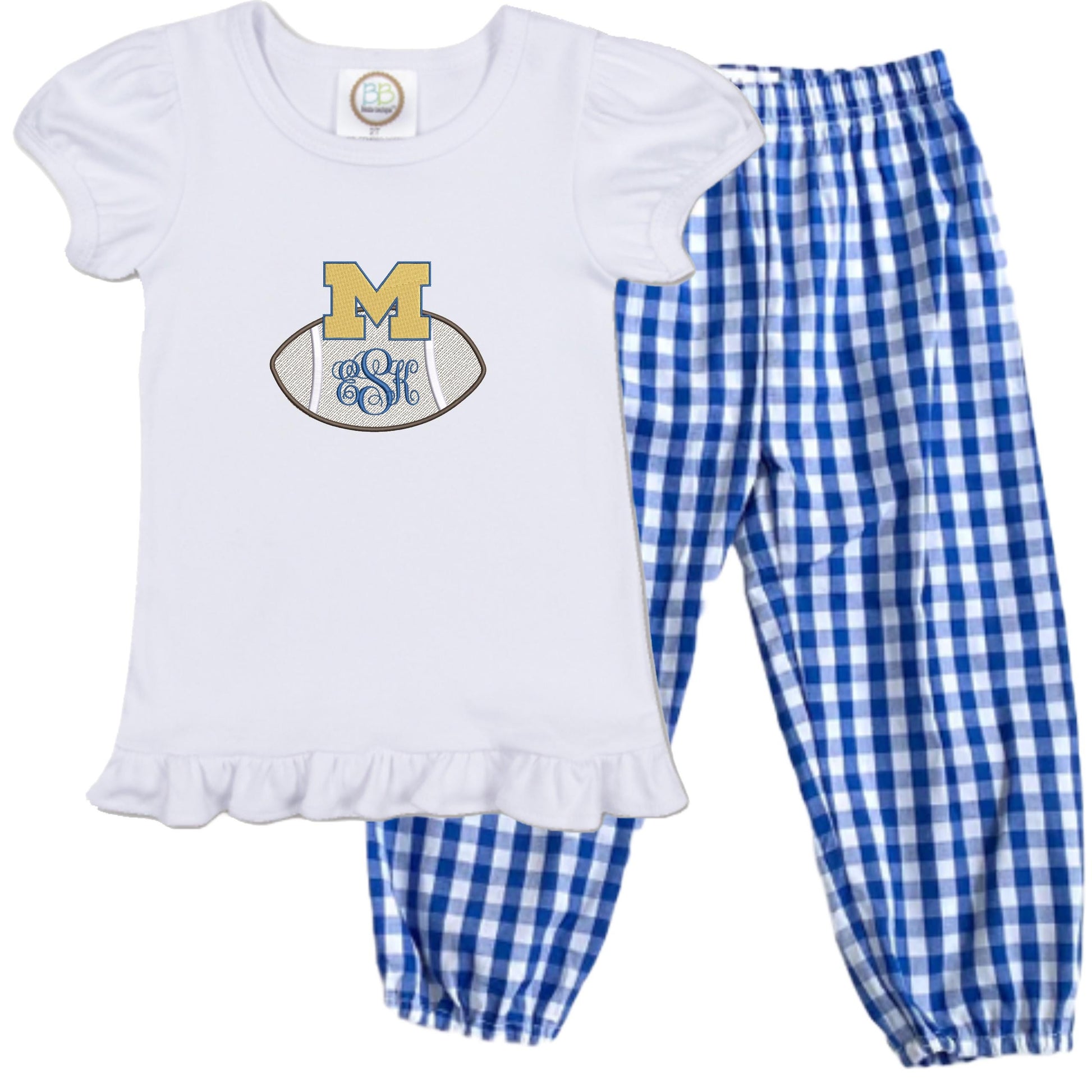 Football Baby girls shirt and gingham pants