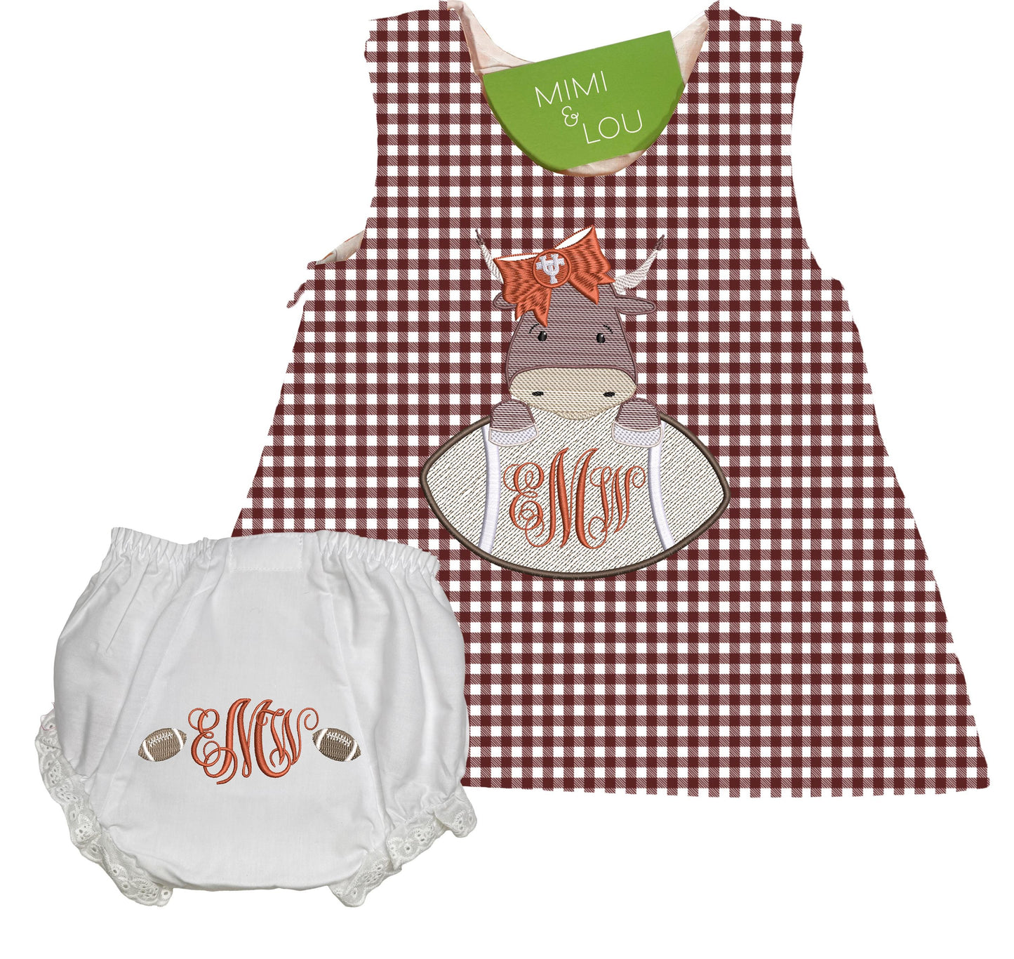 Baby Bull Football gingham dress