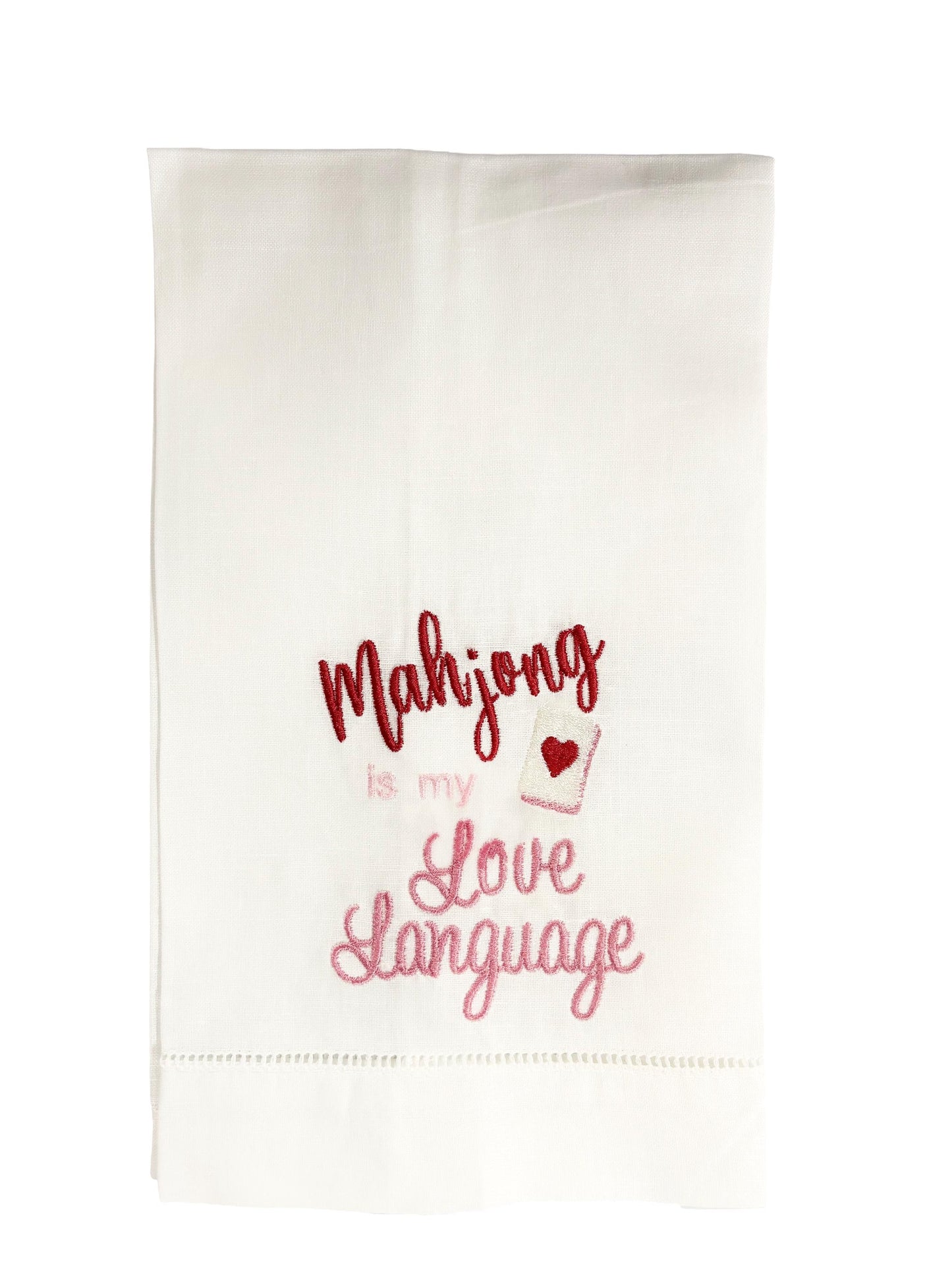 Mahjong Valentine Linen Guest towel - Love Language