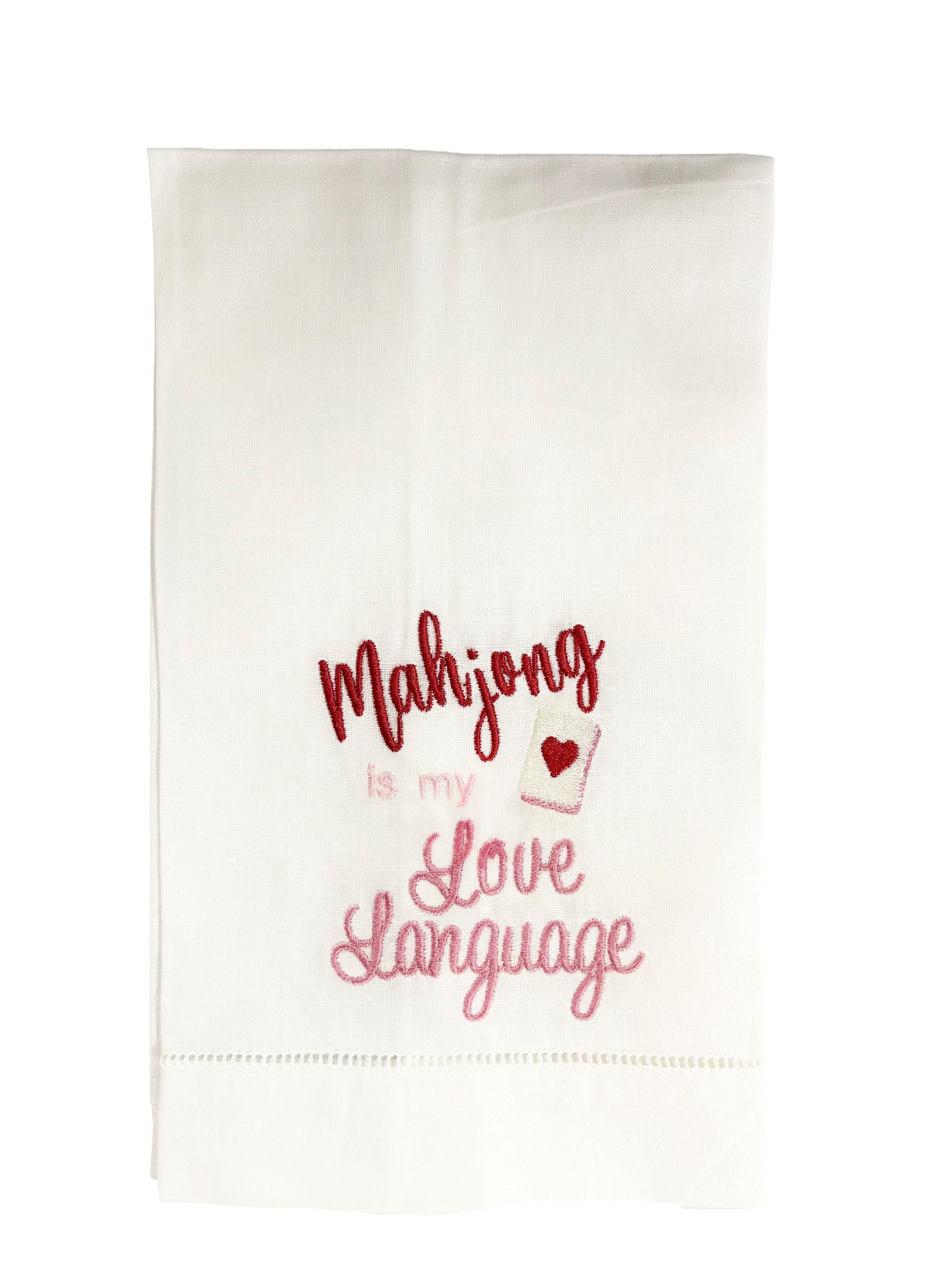 Mahjong Valentine Linen Guest towel - Love Language