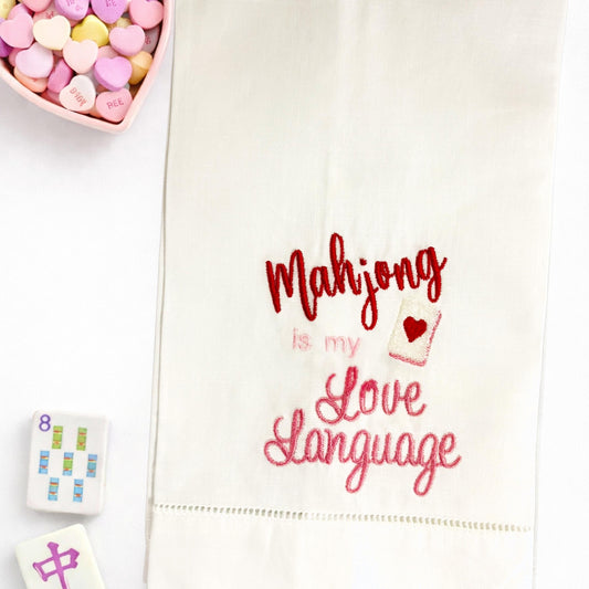 Mahjong Valentine Linen Guest towel - Love Language