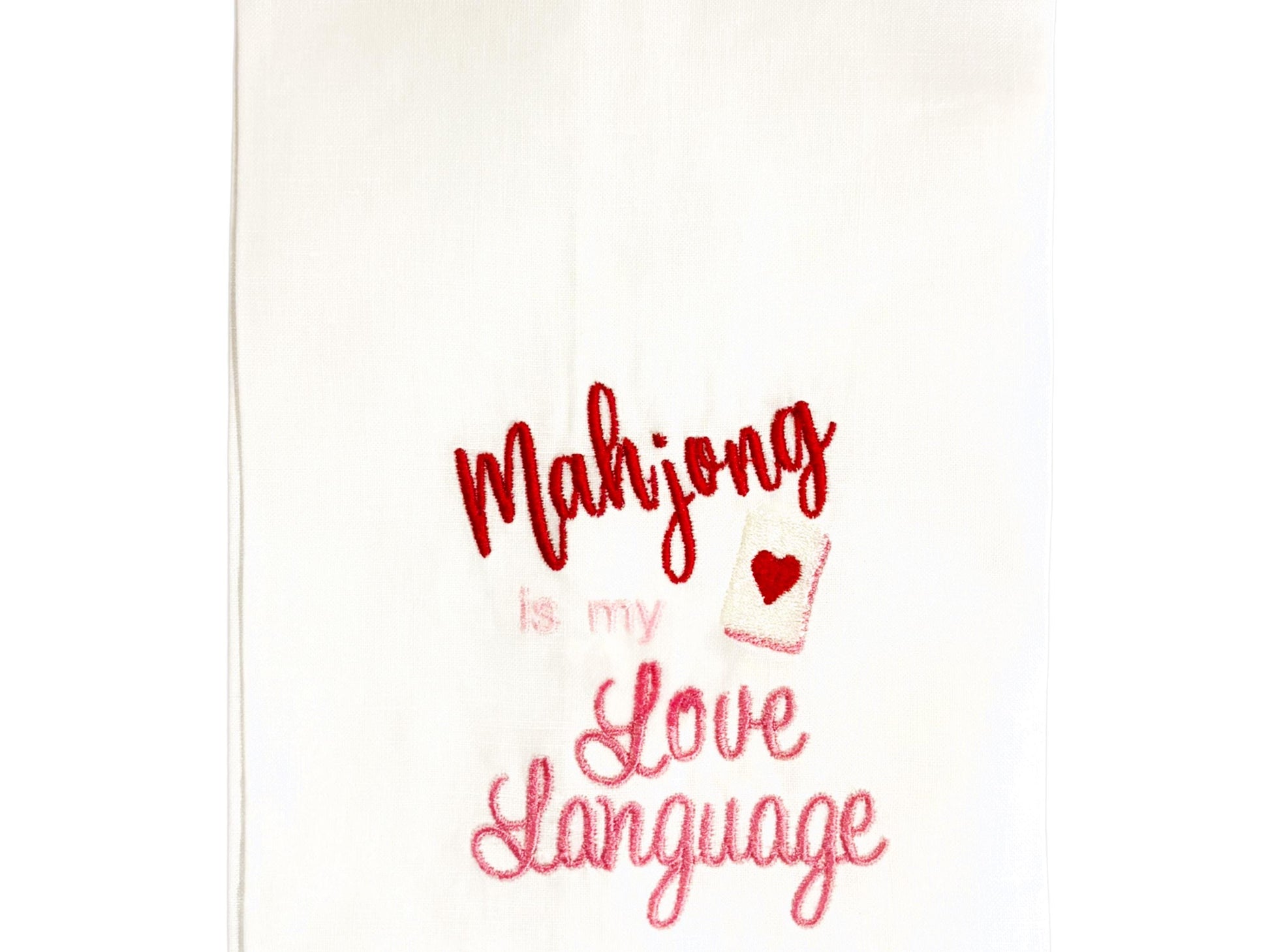 Mahjong Valentine Linen Guest towel - Love Language