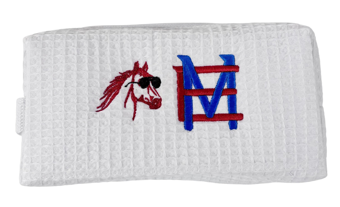 Personalized Embroidered Tiger Monogram Makeup Bag | Waffle Cosmetic Bag | LSU Graduation Gift 2026 | College Gift for Her | Geaux Tigers