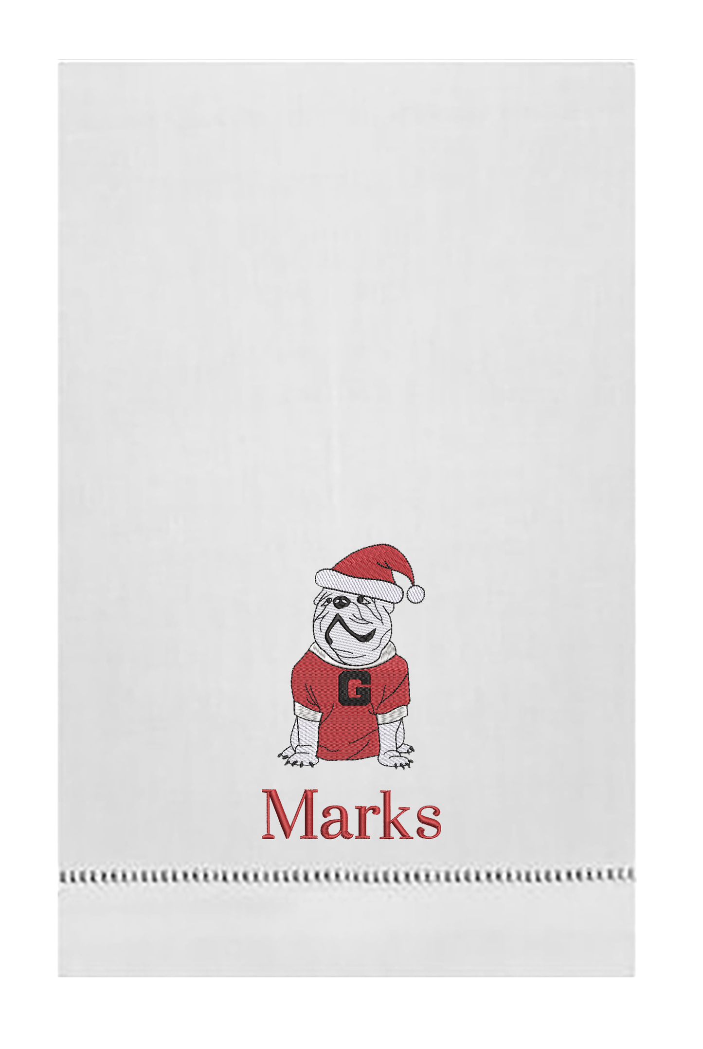 UGA Christmas guest towel Linen Hemstitch