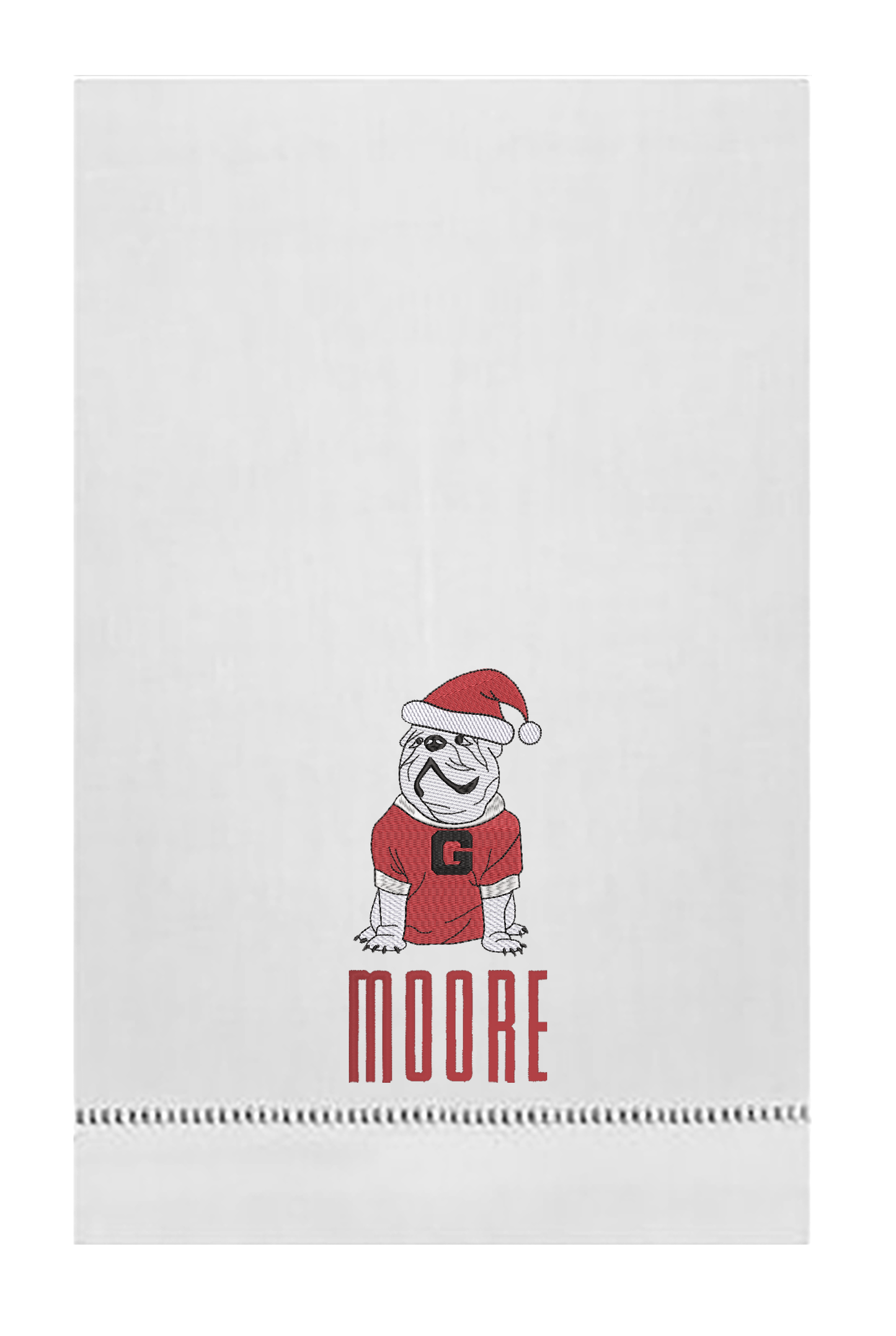 UGA Christmas guest towel Linen Hemstitch